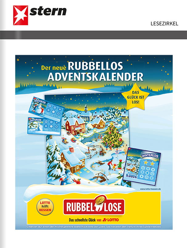 Titelanzeige Lotto Hessen, Rubbellos Adventskalender